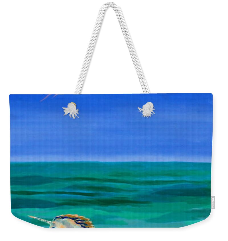 Flamingo Weekender Tote Bag featuring the painting Sons of the Sun by Enrico Garff