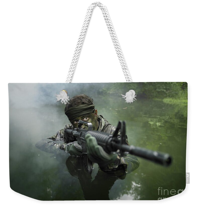 Special Operations Forces Weekender Tote Bag featuring the photograph Special Operations Forces Soldier #3 by Tom Weber