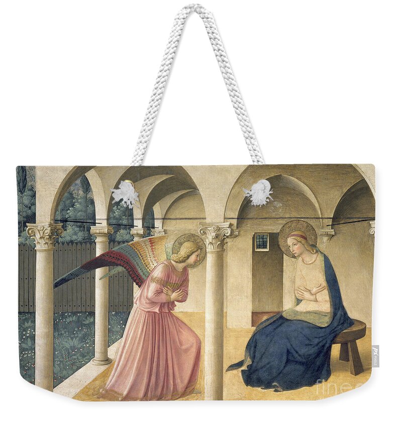Angel Weekender Tote Bag featuring the painting The Annunciation by Fra Angelico