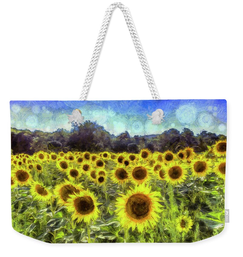 Van Gogh Weekender Tote Bag featuring the photograph Van Gogh Sunflowers #3 by David Pyatt