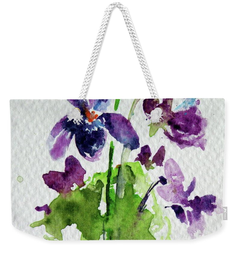 Violet Weekender Tote Bag featuring the painting Violet #3 by Kovacs Anna Brigitta