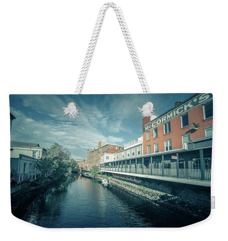 Town Weekender Tote Bag featuring the photograph Westerly is a town on the southwestern shoreline of Washington C #3 by Alex Grichenko
