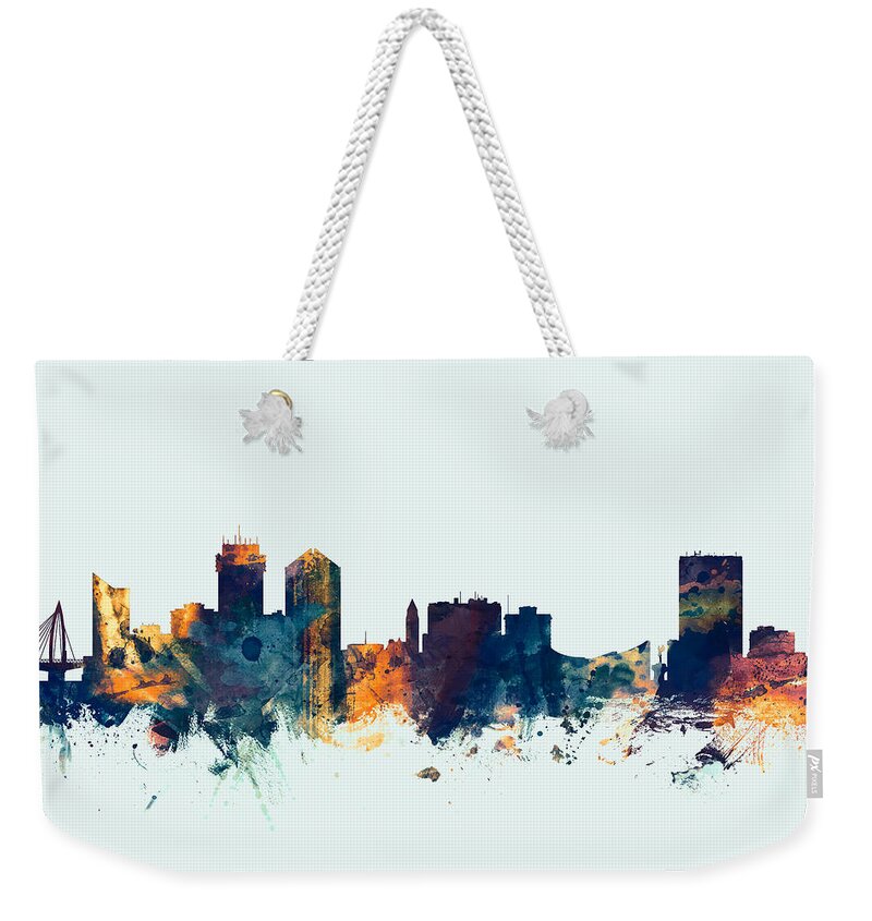 City Weekender Tote Bag featuring the digital art Wichita Kansas Skyline #3 by Michael Tompsett