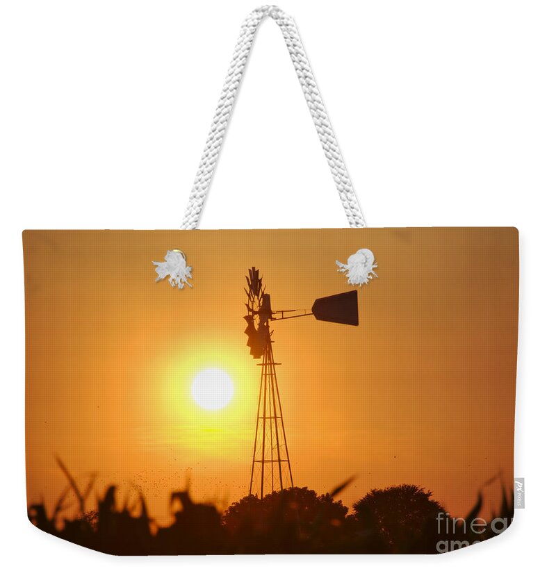 Sunset Weekender Tote Bag featuring the photograph Windmill #3 by George Mattei