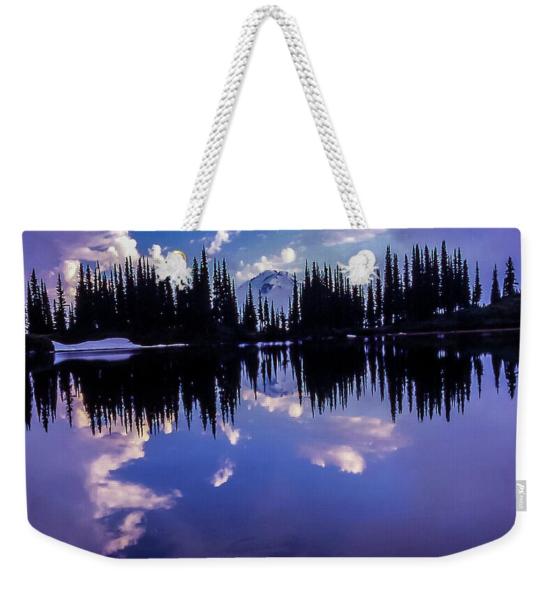 Cascade Range Weekender Tote Bag featuring the photograph 35mm scan of Image Lake and Glacier Peak by Doug Scrima