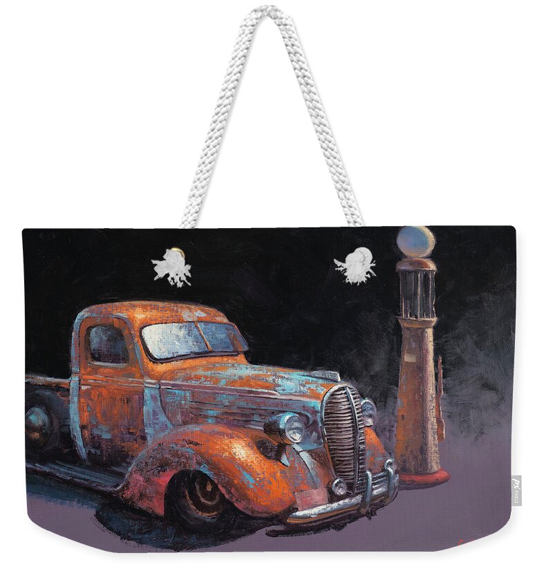 Vintage Cars Weekender Tote Bag featuring the painting 38 Fat Fender Ford by Cody DeLong