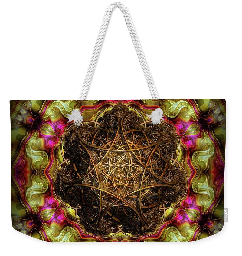 Mandala Weekender Tote Bag featuring the digital art 3D Mandala by Lilia S