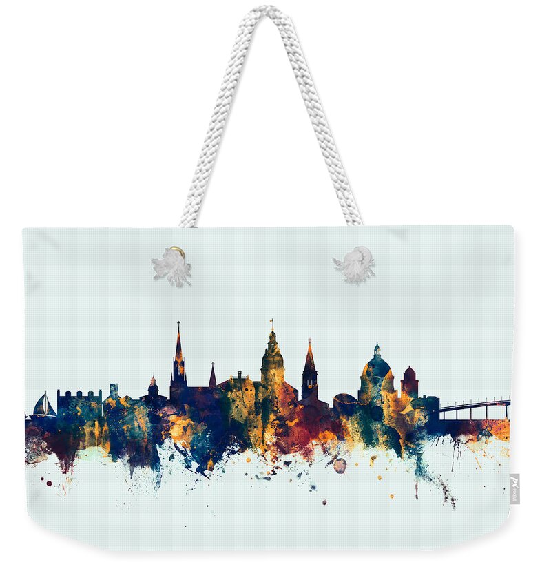Annapolis Weekender Tote Bag featuring the digital art Annapolis Maryland Skyline #4 by Michael Tompsett