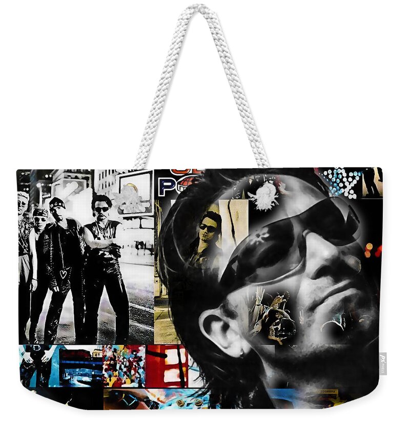Bono Weekender Tote Bag featuring the mixed media Bono Collection #3 by Marvin Blaine