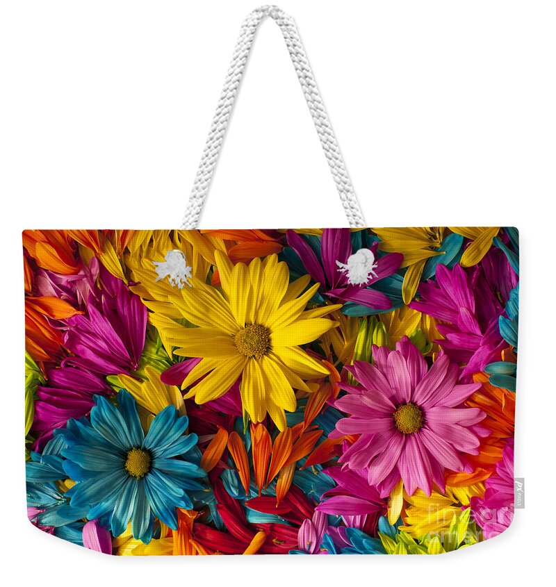 Abstract Weekender Tote Bag featuring the photograph Daisies Petals #4 by Jim Corwin