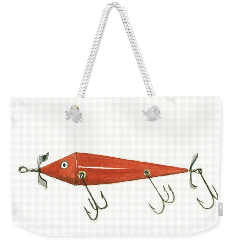 Fishing Lure Weekender Tote Bag featuring the painting Fishing lure #4 by Juan Bosco