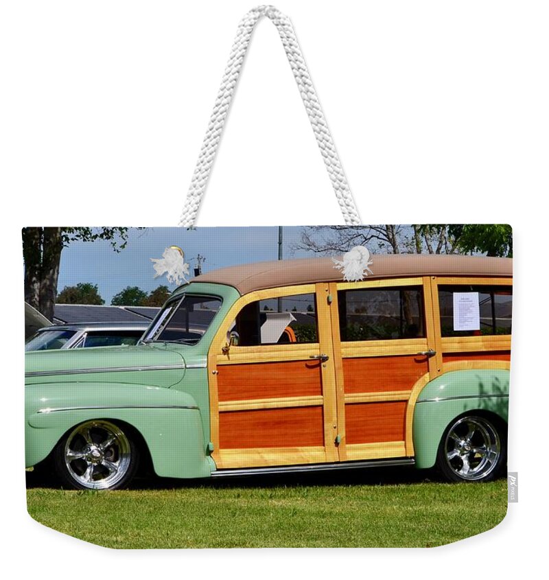  Weekender Tote Bag featuring the photograph Ford Woodie #4 by Dean Ferreira