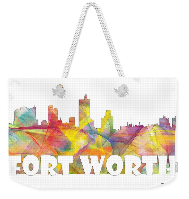 Fort Worth Texas Skyline Weekender Tote Bag featuring the digital art Fort Worth Texas Skyline #4 by Marlene Watson