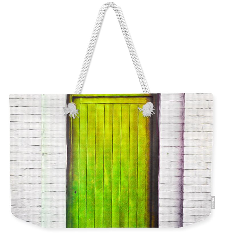 Antique Weekender Tote Bag featuring the photograph Green door #4 by Tom Gowanlock