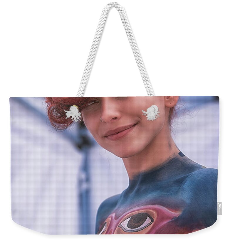 Bodypainting Weekender Tote Bag featuring the photograph Ilaria by Traven Milovich