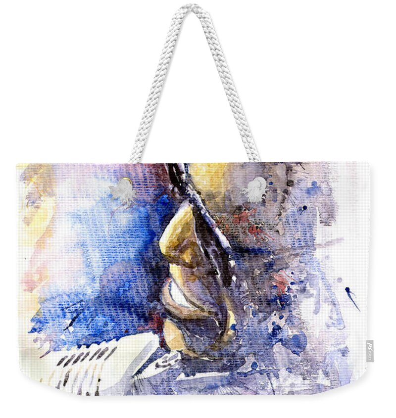 Watercolor Weekender Tote Bag featuring the painting Jazz Ray Charles by Yuriy Shevchuk
