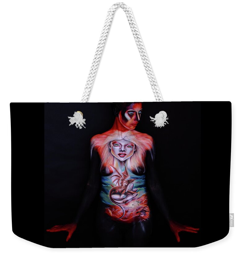 Dragon Weekender Tote Bag featuring the photograph Painful Release #5 by Angela Rene Roberts and Cully Firmin