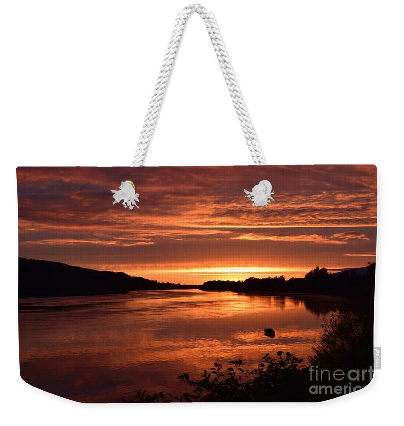 Sunset Weekender Tote Bag featuring the photograph River Suir Sunset #4 by Joe Cashin