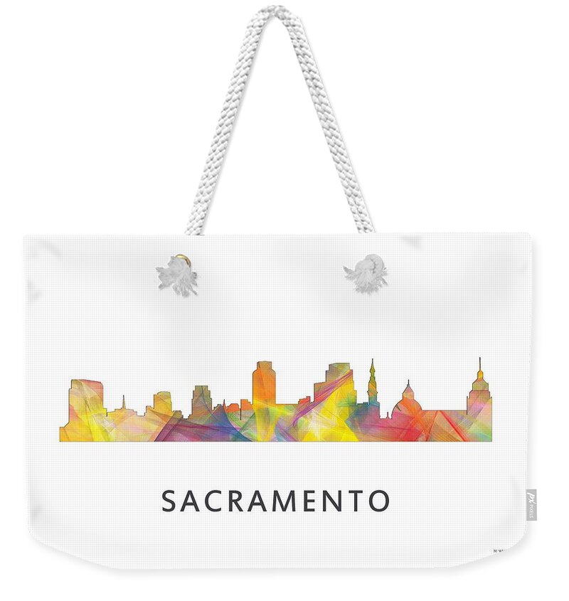 Sacramento California Skyline Weekender Tote Bag featuring the digital art Sacramento California Skyline #4 by Marlene Watson