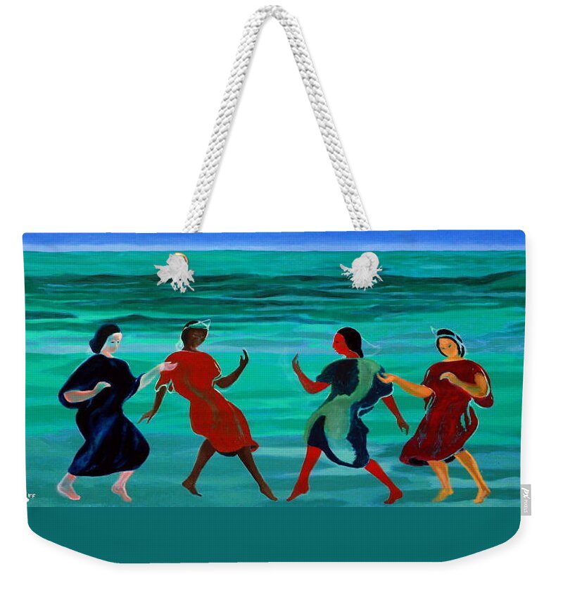 Flamingo Weekender Tote Bag featuring the painting Sons of the Sun by Enrico Garff