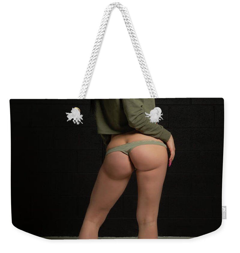 Lingerie Weekender Tote Bag featuring the photograph Sweater And Heels #4 by La Bella Vita Boudoir