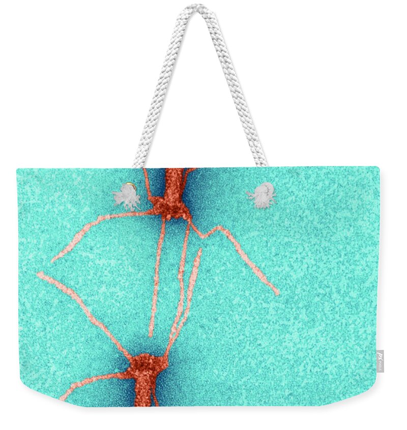 Science Weekender Tote Bag featuring the photograph T4 Bacteriophages, Tem #4 by Lee D. Simon