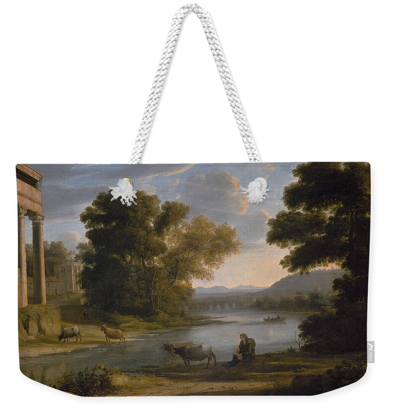 Claude Lorrain Weekender Tote Bag featuring the painting The Ford #5 by Claude Lorrain