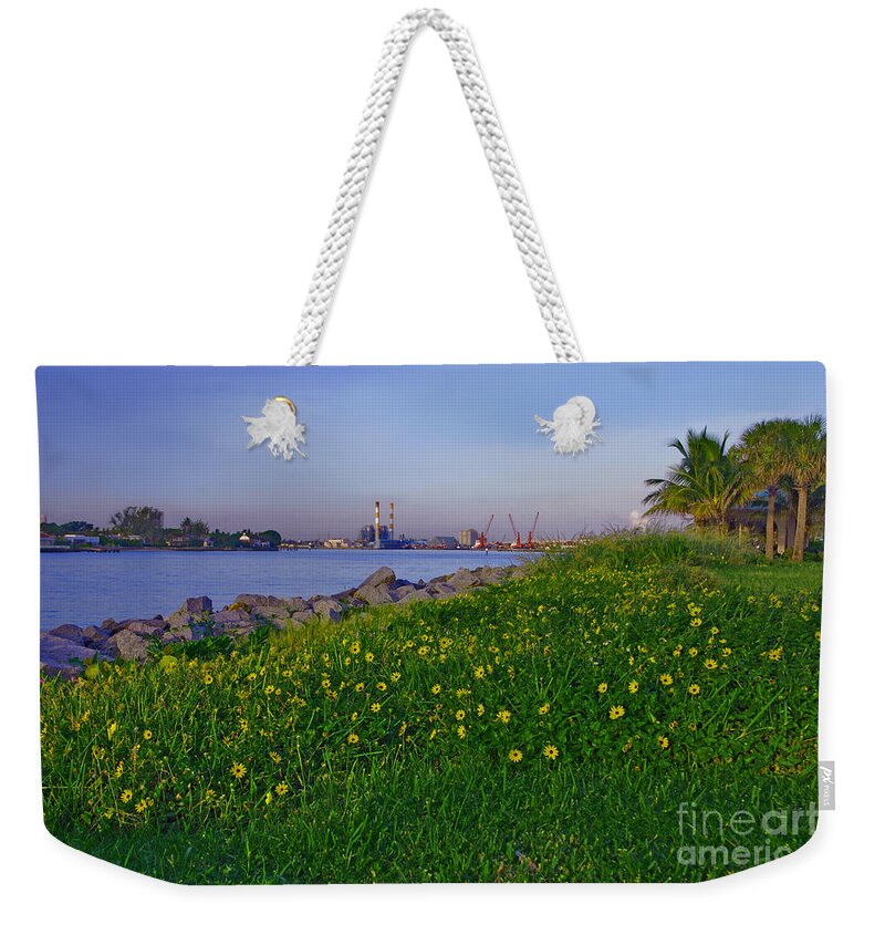 Lake Worth Inlet Weekender Tote Bag featuring the photograph 43- Smokestacks and Sunflowers by Joseph Keane