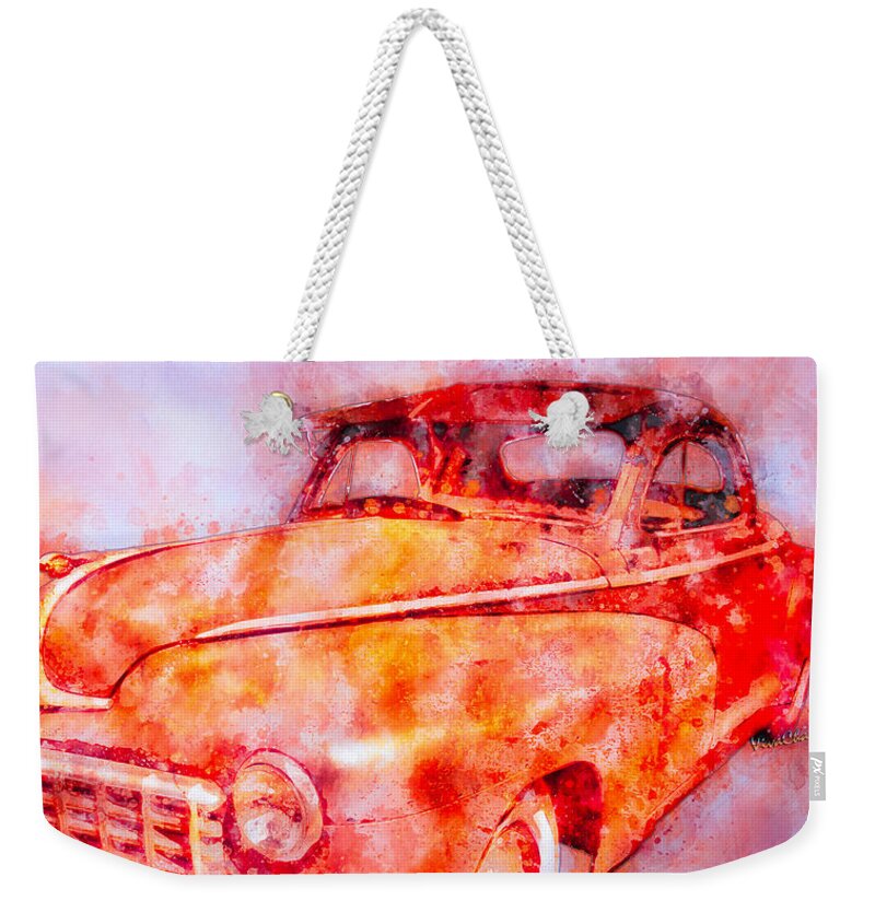 1948 Weekender Tote Bag featuring the photograph 48 Dodge 3 Window Business Coupe by Chas Sinklier