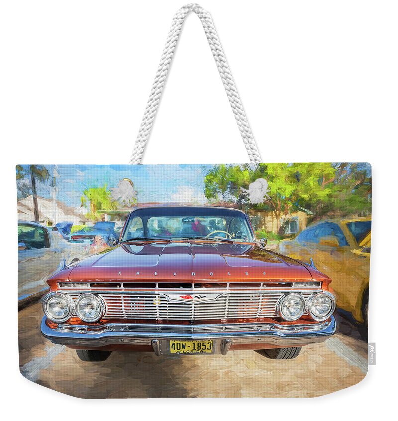 1961 Chevrolet Impala Weekender Tote Bag featuring the photograph 1961 Chevrolet Impala SS #5 by Rich Franco