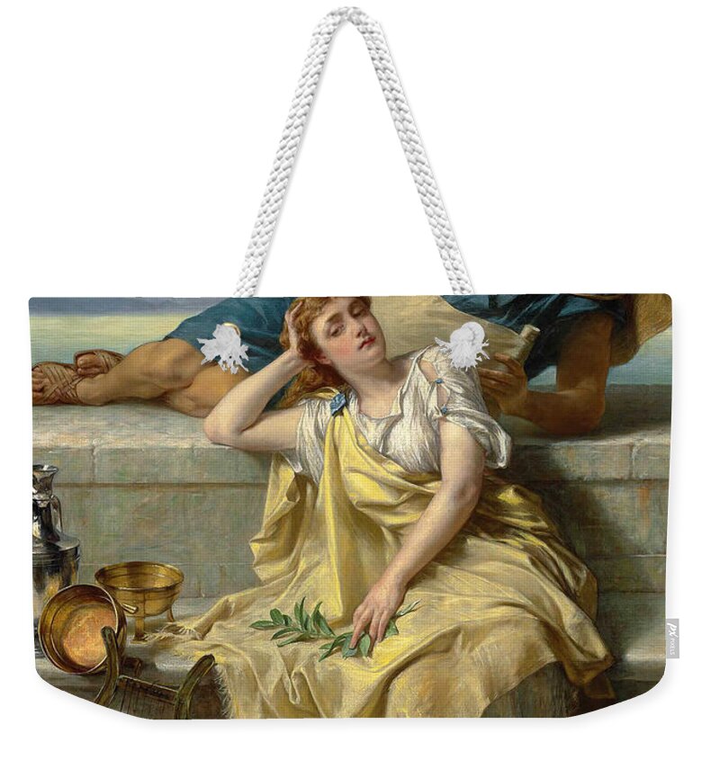 Alfred Elmore Weekender Tote Bag featuring the painting A Greek Ode #6 by Alfred Elmore