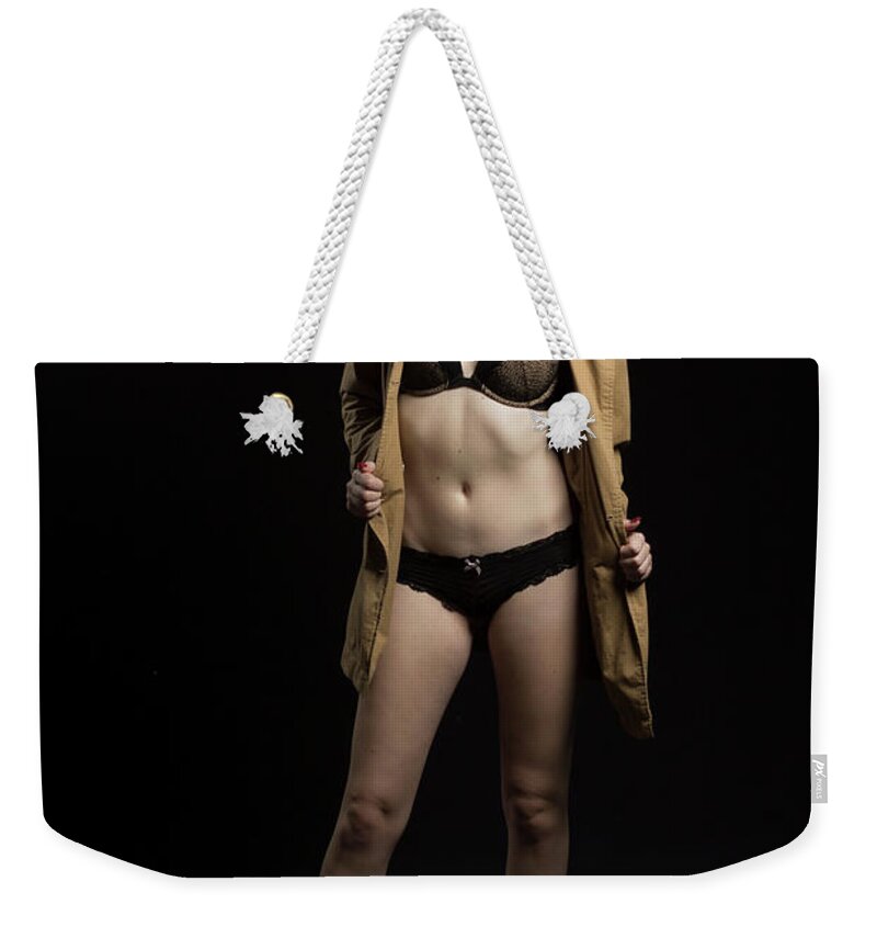 Sexy Weekender Tote Bag featuring the photograph Christmas boudoir by La Bella Vita Boudoir