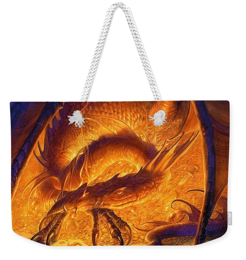 Dragon Weekender Tote Bag featuring the digital art Dragon #5 by Maye Loeser