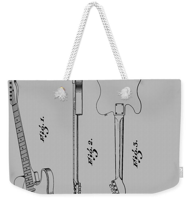 Fender Weekender Tote Bag featuring the photograph Fender guitar patent from 1951 #5 by Chris Smith