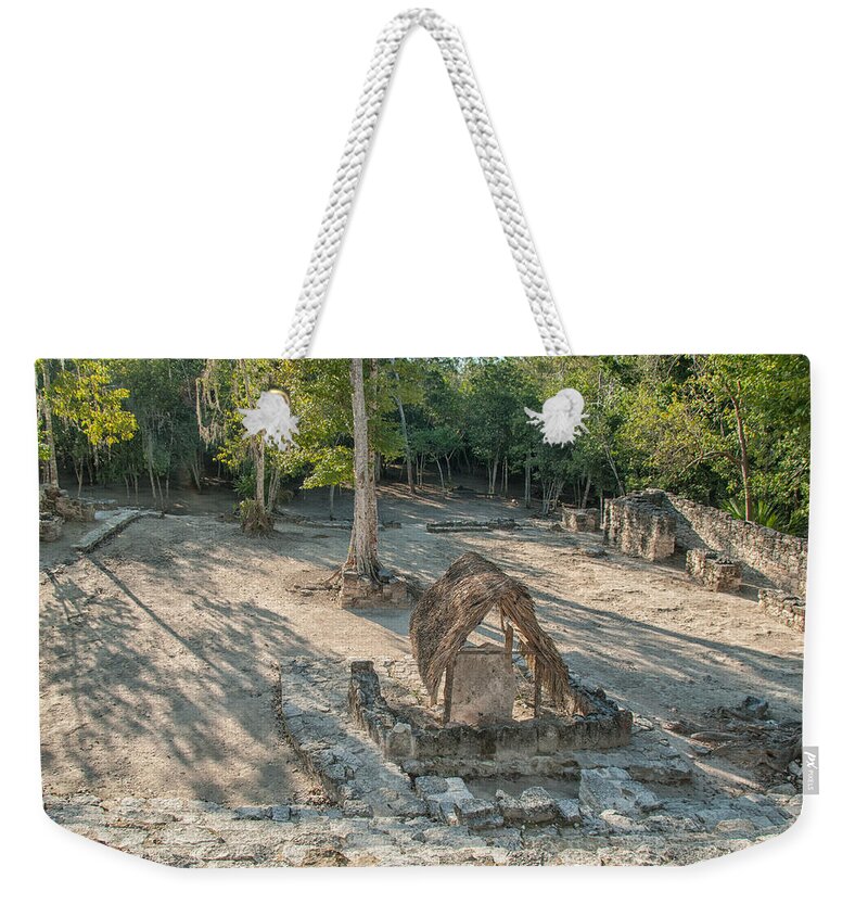 Mexico Quintana Roo Weekender Tote Bag featuring the digital art Grupo Coba At the Coba Ruins #5 by Carol Ailles