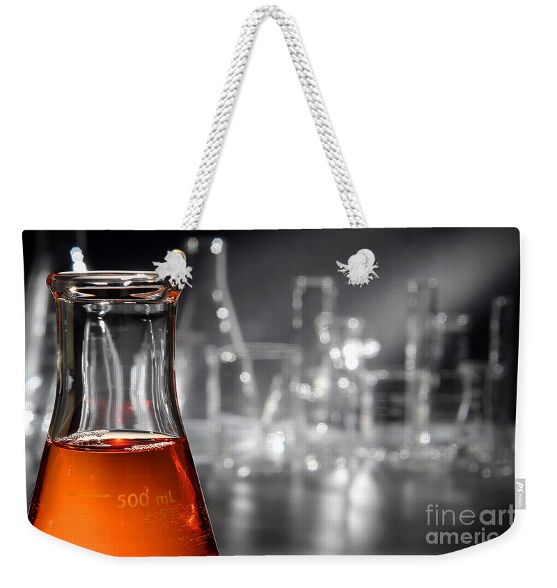 Erlenmeyer Weekender Tote Bag featuring the photograph Laboratory Equipment in Science Research Lab #5 by Science Research Lab