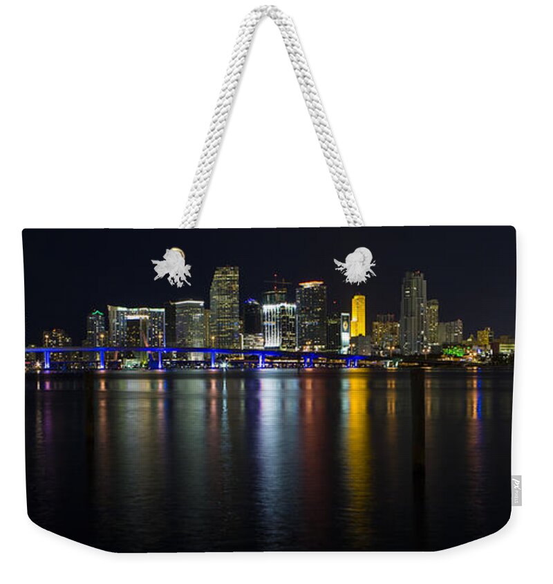 Architecture Weekender Tote Bag featuring the photograph Miami Downtown Skyline by Raul Rodriguez