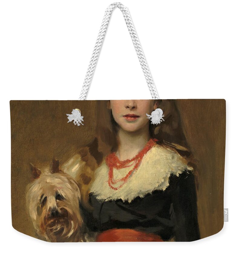 John Singer Sargent Weekender Tote Bag featuring the painting Miss Beatrice Townsend by John Singer Sargent
