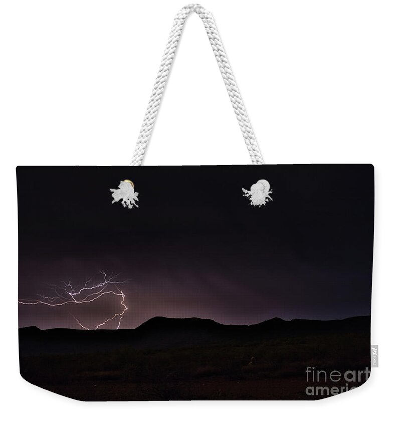 Lightning Weekender Tote Bag featuring the photograph Night Lightning #1 by Mark Jackson
