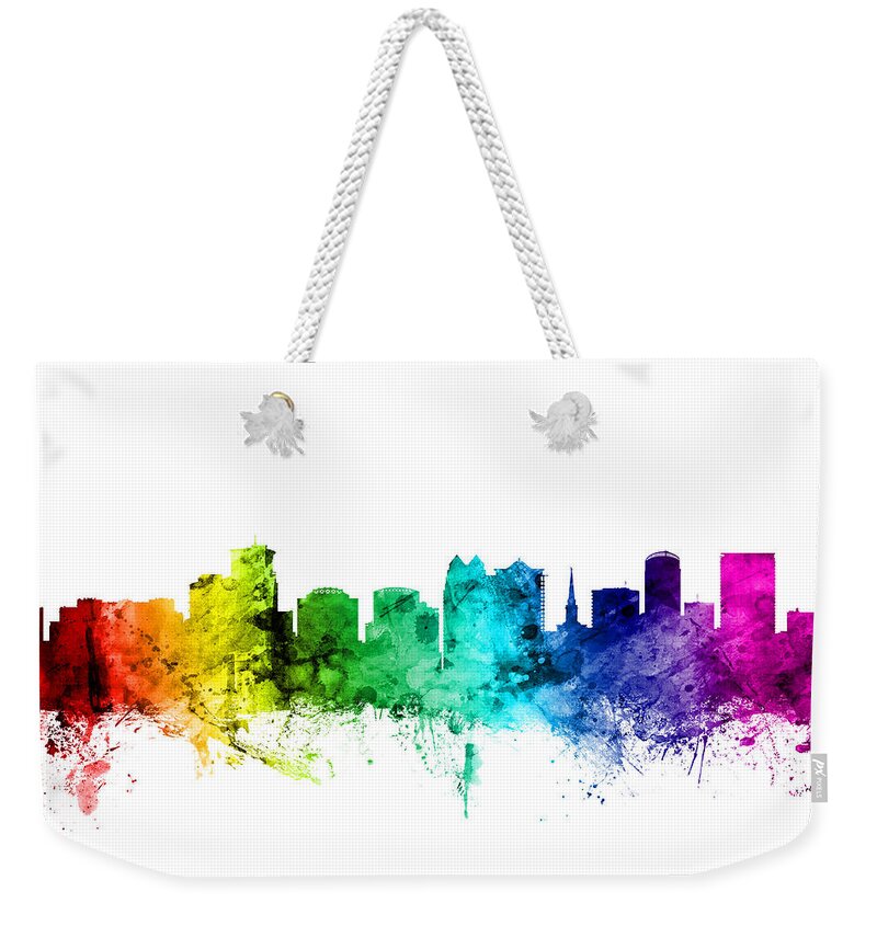 City Weekender Tote Bag featuring the digital art Orlando Florida Skyline #5 by Michael Tompsett