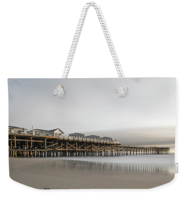 Beach Weekender Tote Bag featuring the photograph Sunset at Pacific Beach Pier - Crystal Pier - Mission Bay, San D #5 by Ryan Kelehar