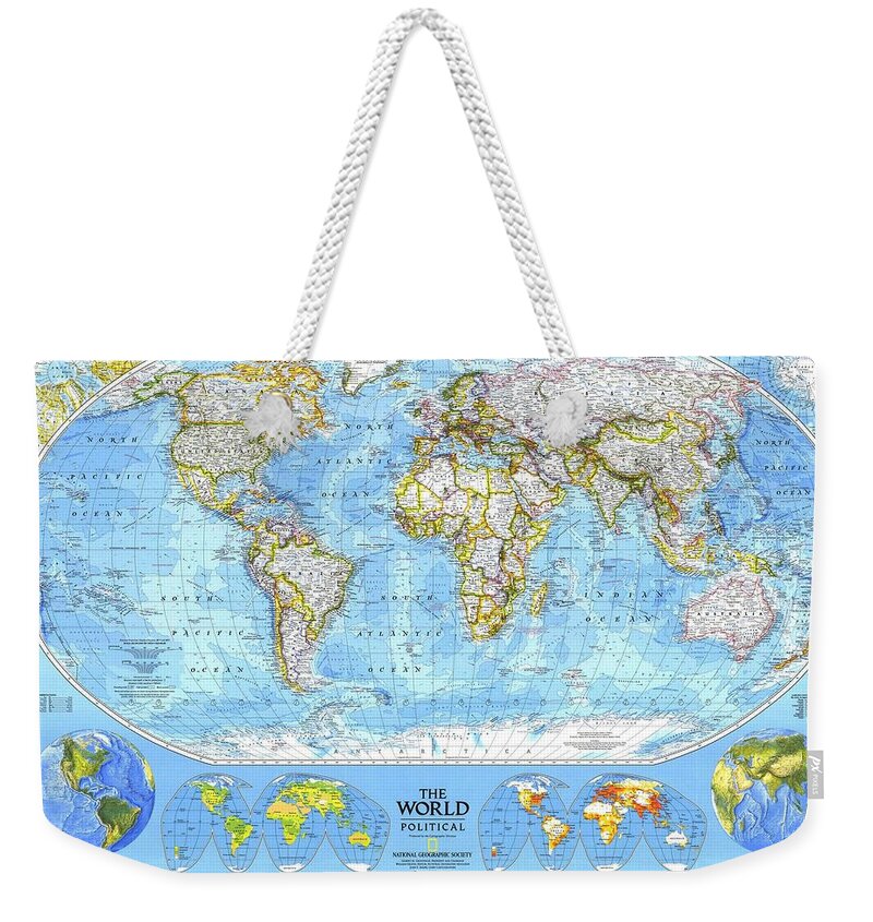 World Map Weekender Tote Bag featuring the digital art World Map #5 by Super Lovely