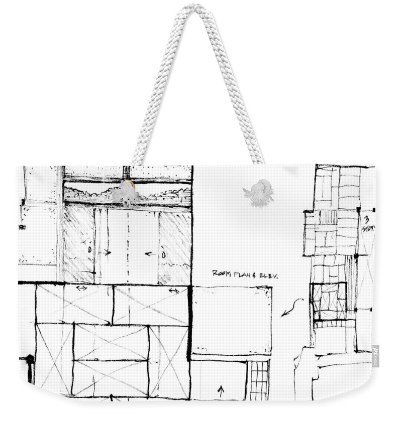 Sustainability Weekender Tote Bag featuring the drawing 5.10.Japan-2-detail-c by Charlie Szoradi
