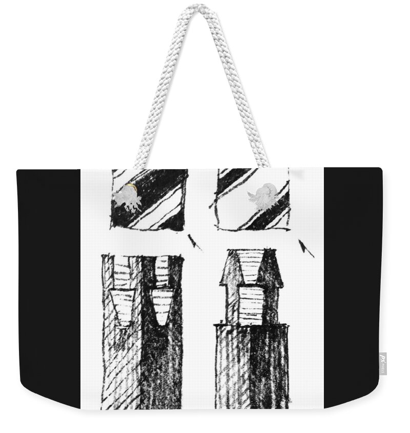 Sustainability Weekender Tote Bag featuring the drawing 5.9.Japan-2-detail-b by Charlie Szoradi