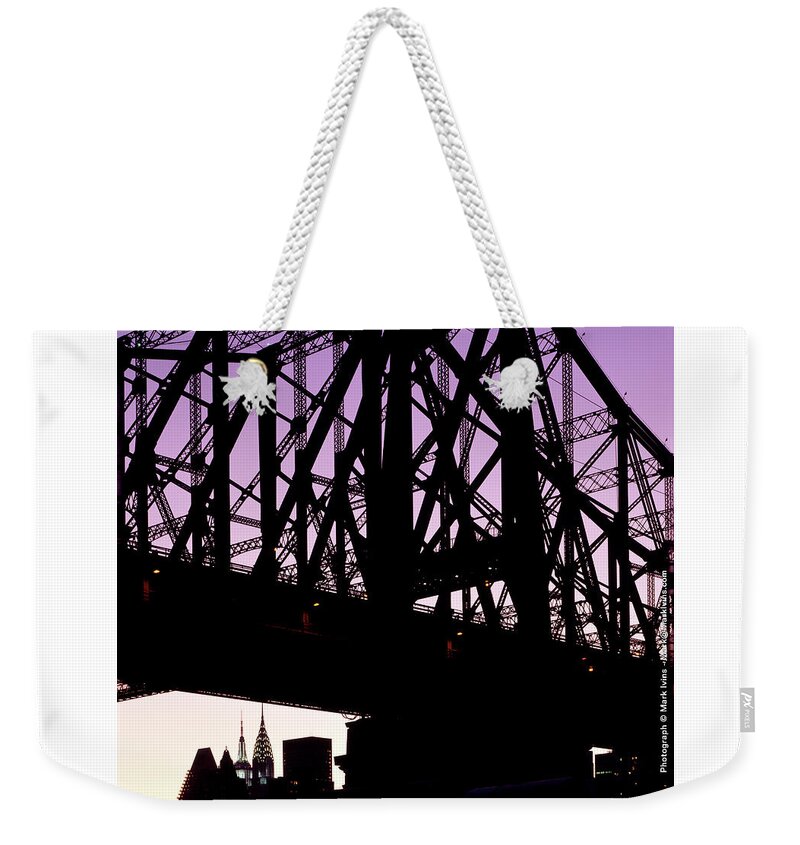 59th Street Bridge Weekender Tote Bag featuring the photograph 59th Street Bridge 2 by Mark Ivins