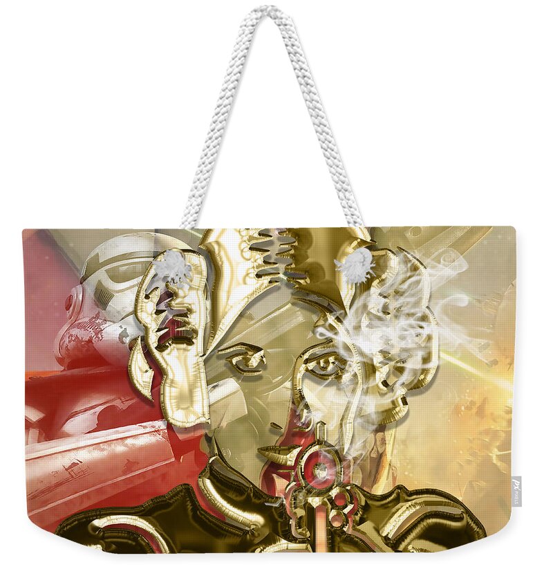 Princess Leia Weekender Tote Bag featuring the mixed media Carrie Fisher Princess Leia Star Wars Collection #7 by Marvin Blaine