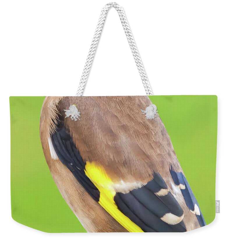Goldfinch Weekender Tote Bag featuring the photograph European goldfinch bird close up  #7 by Simon Bratt