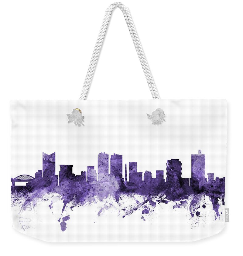 Fort Worth Weekender Tote Bag featuring the digital art Fort Worth Texas Skyline #6 by Michael Tompsett