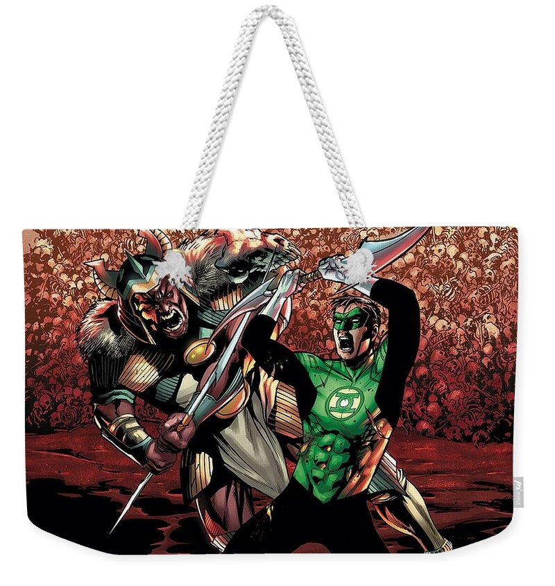 Green Lantern Weekender Tote Bag featuring the digital art Green Lantern #6 by Super Lovely