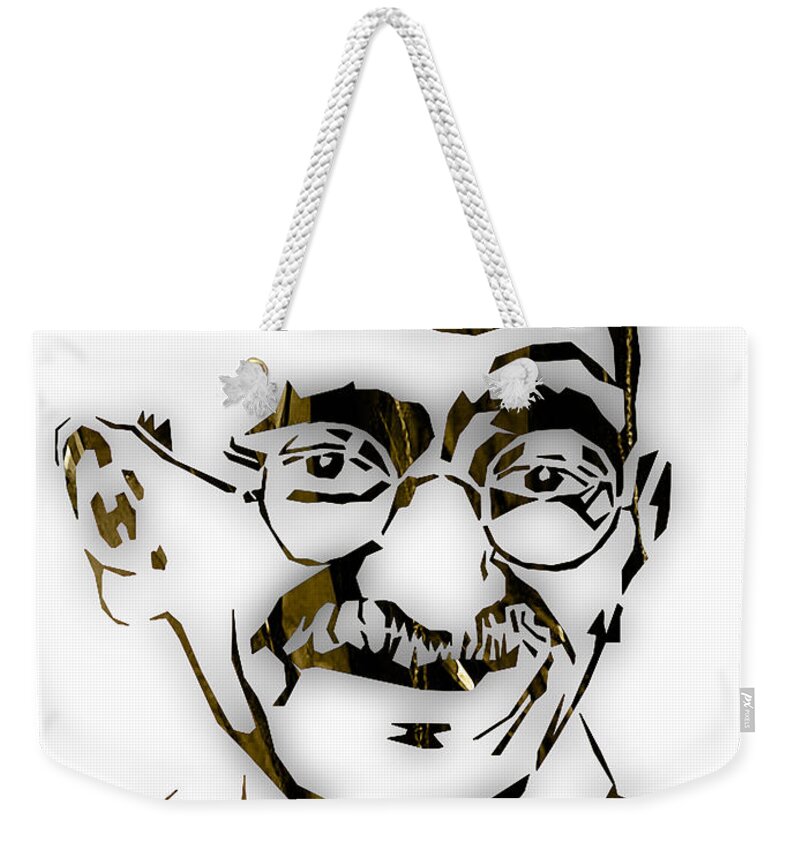 Gandhi Weekender Tote Bag featuring the mixed media Mahatma Gandhi Collection #6 by Marvin Blaine